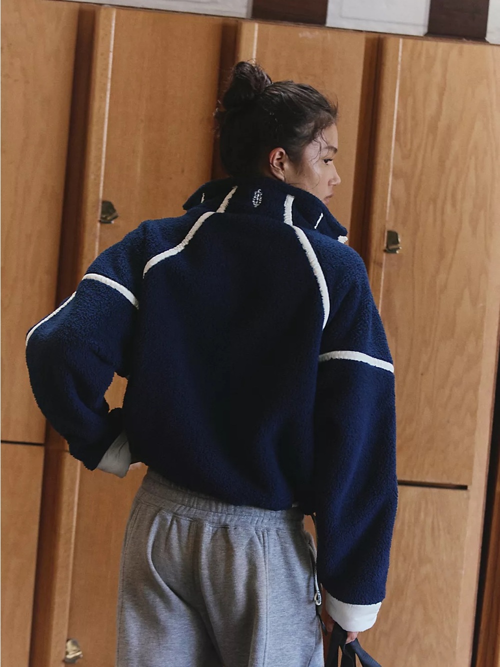 Free People Mountain High Half-Zip Fleece Medium Navy Combo NWT - Picture 2 of 6